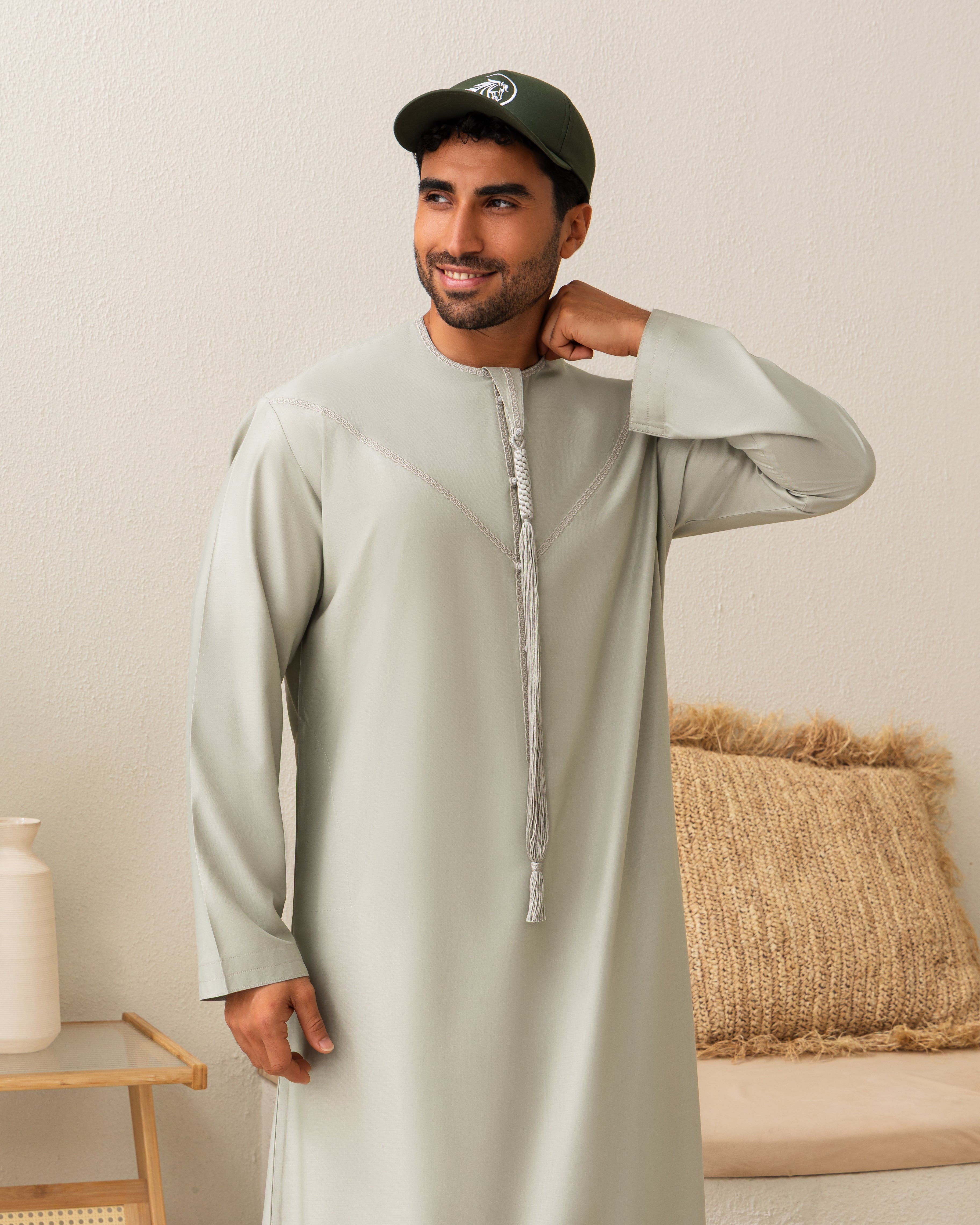 Emirati Style Kandura – Light Olive Green