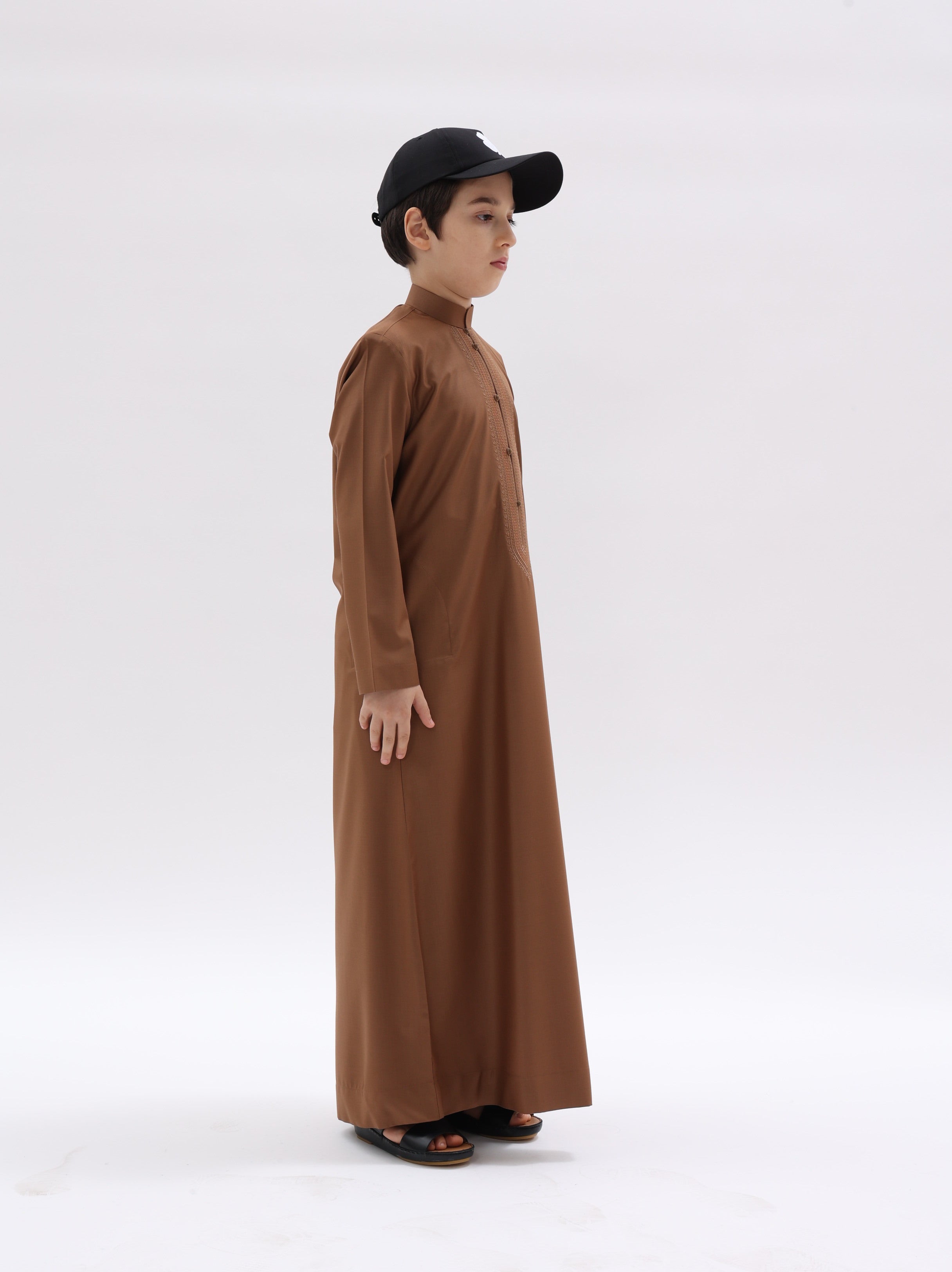 Kids Bahraini Style Kandura – Russet Brown
