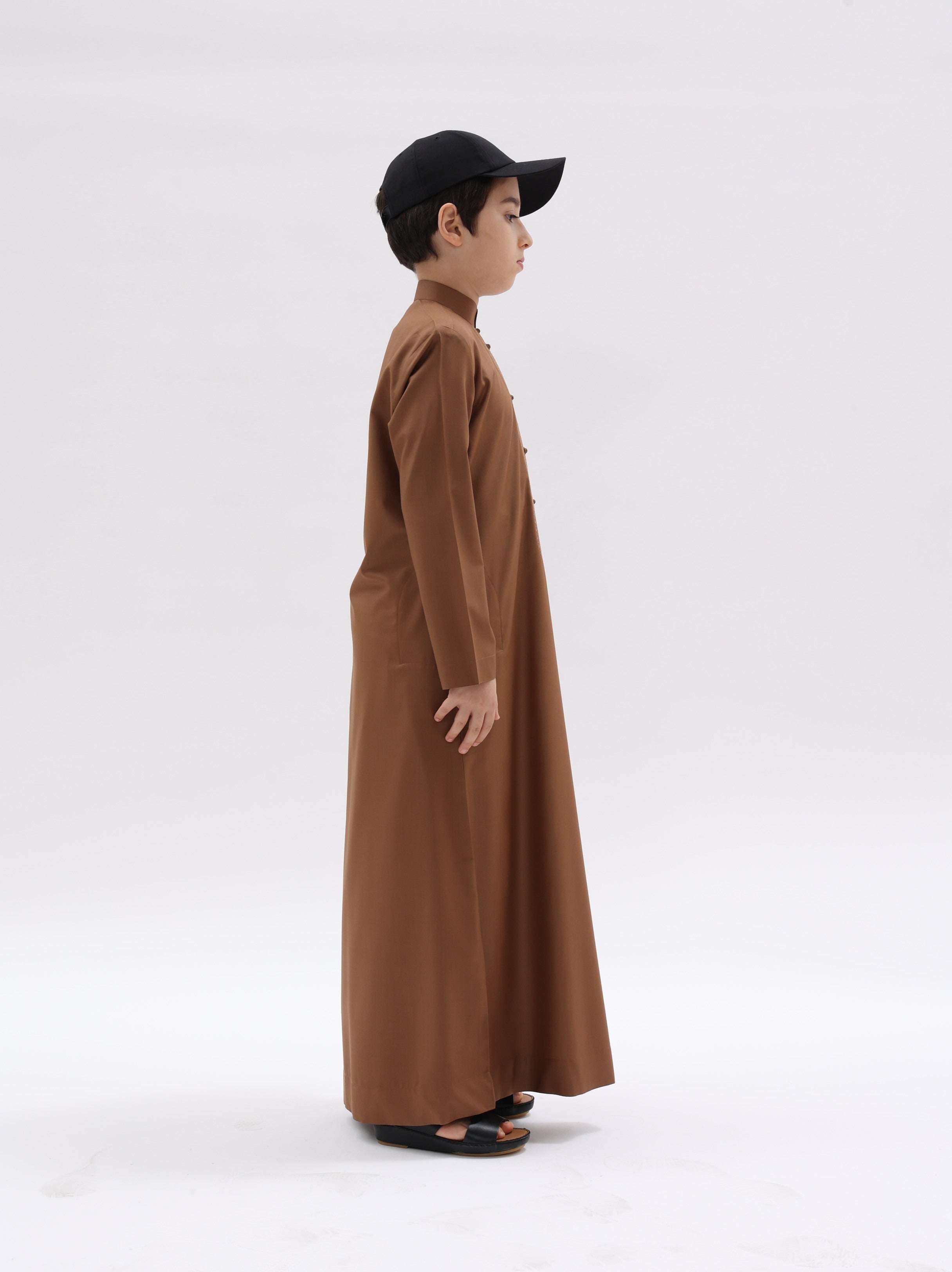 Kids Bahraini Style Kandura – Russet Brown