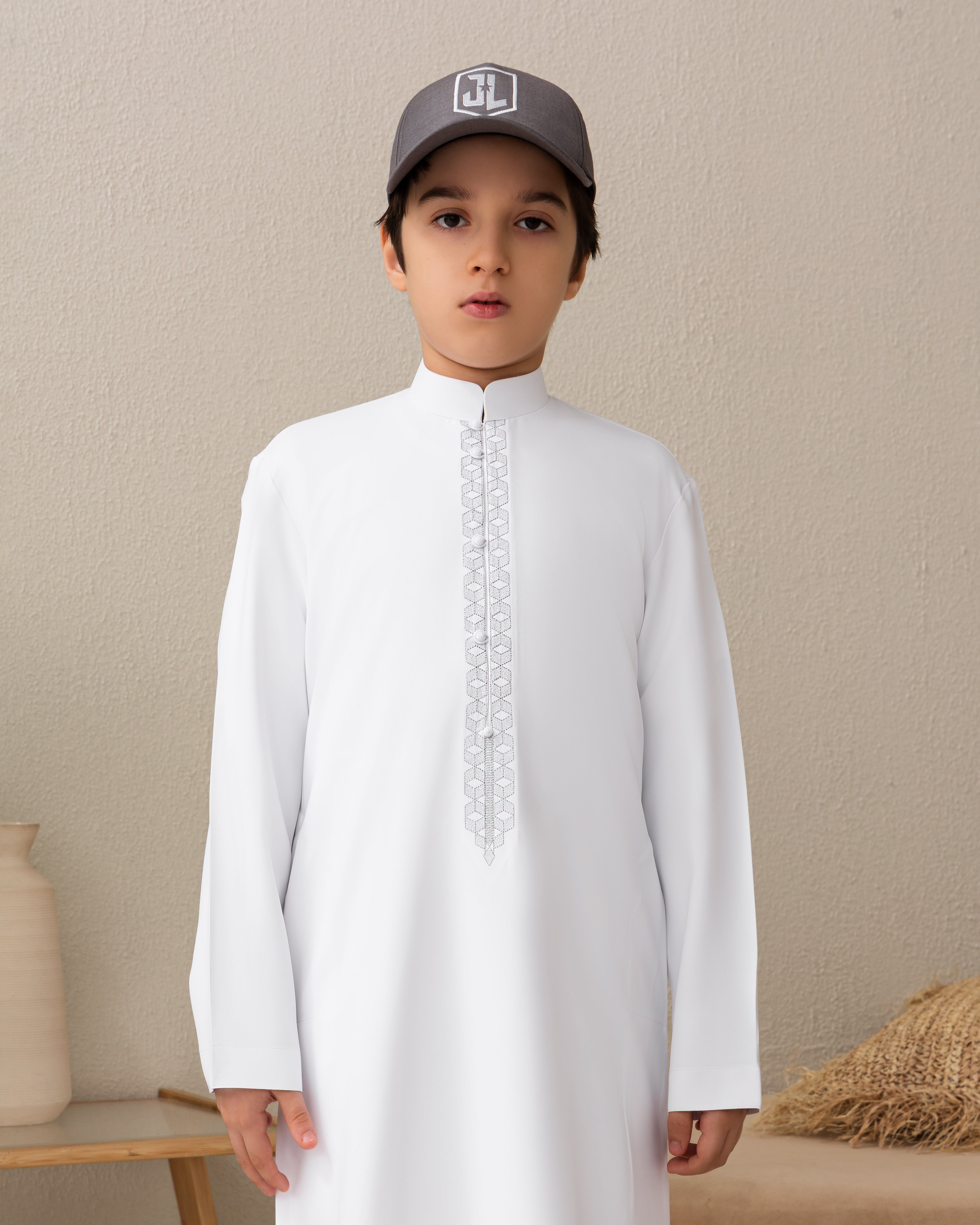 Kids Bahraini Style Kandura – White