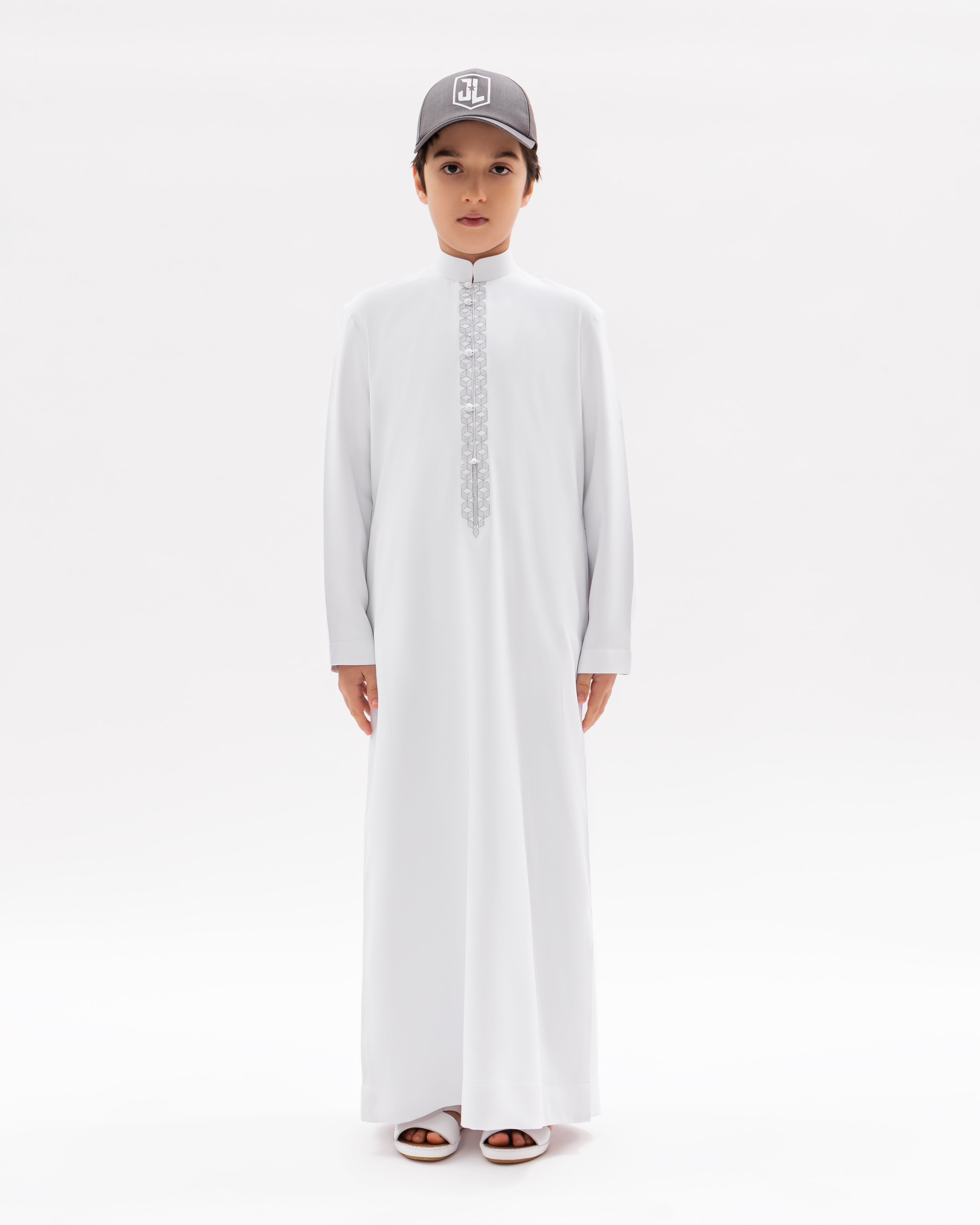 Kids Bahraini Style Kandura – White