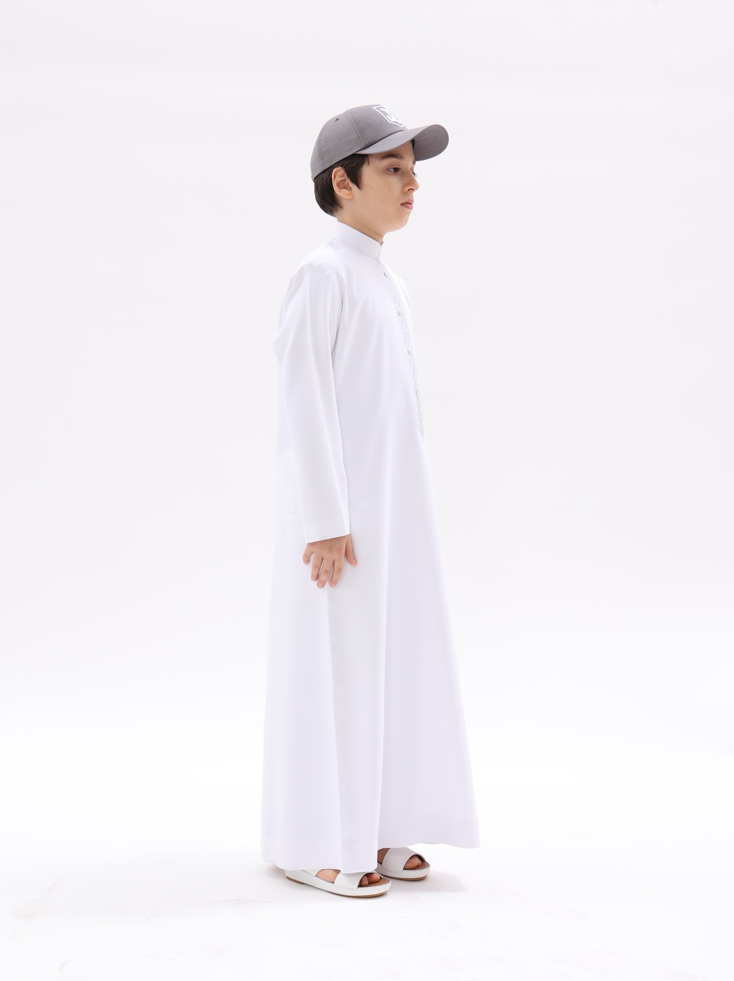 Kids Bahraini Style Kandura – White