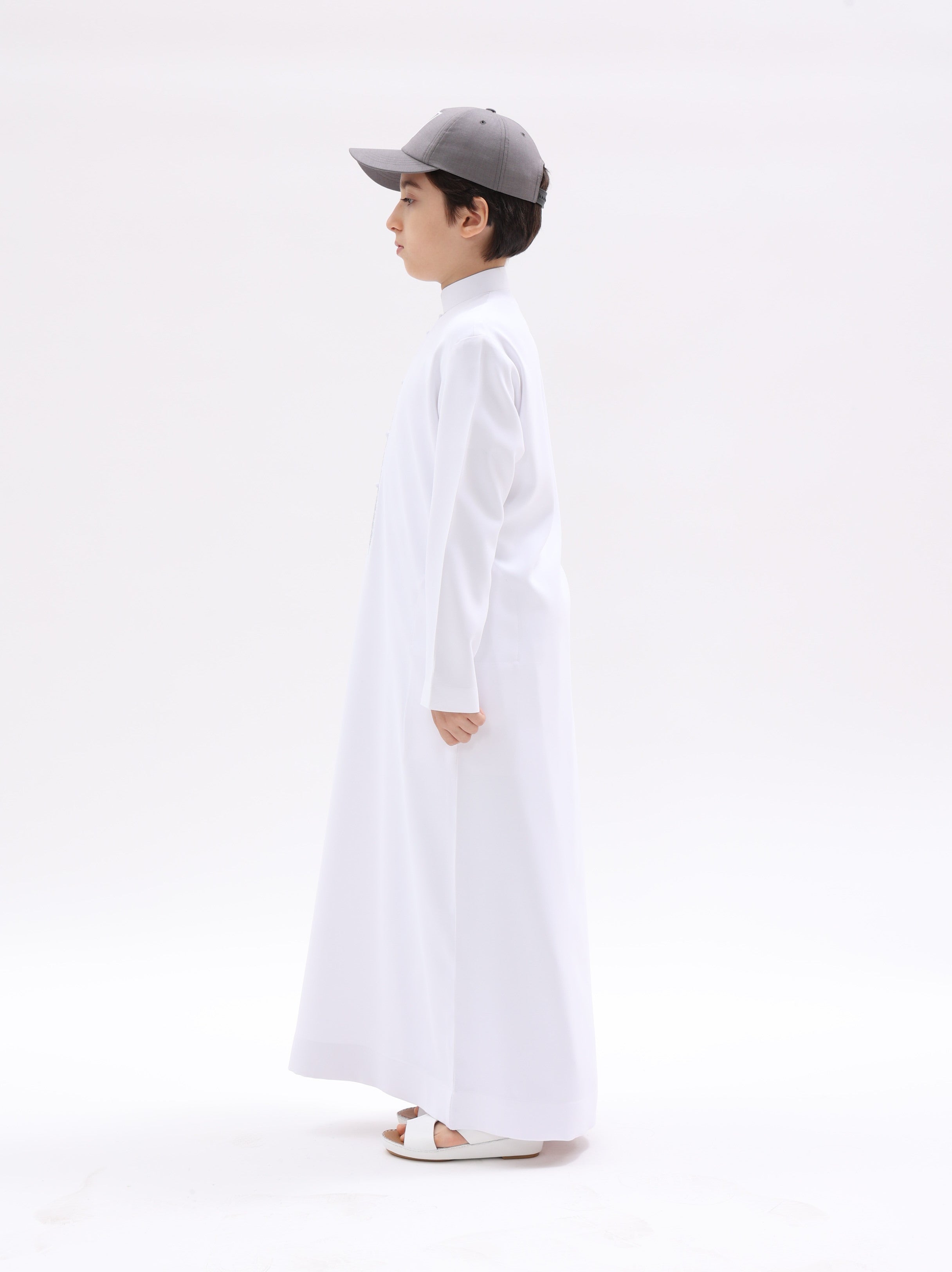 Kids Bahraini Style Kandura – White