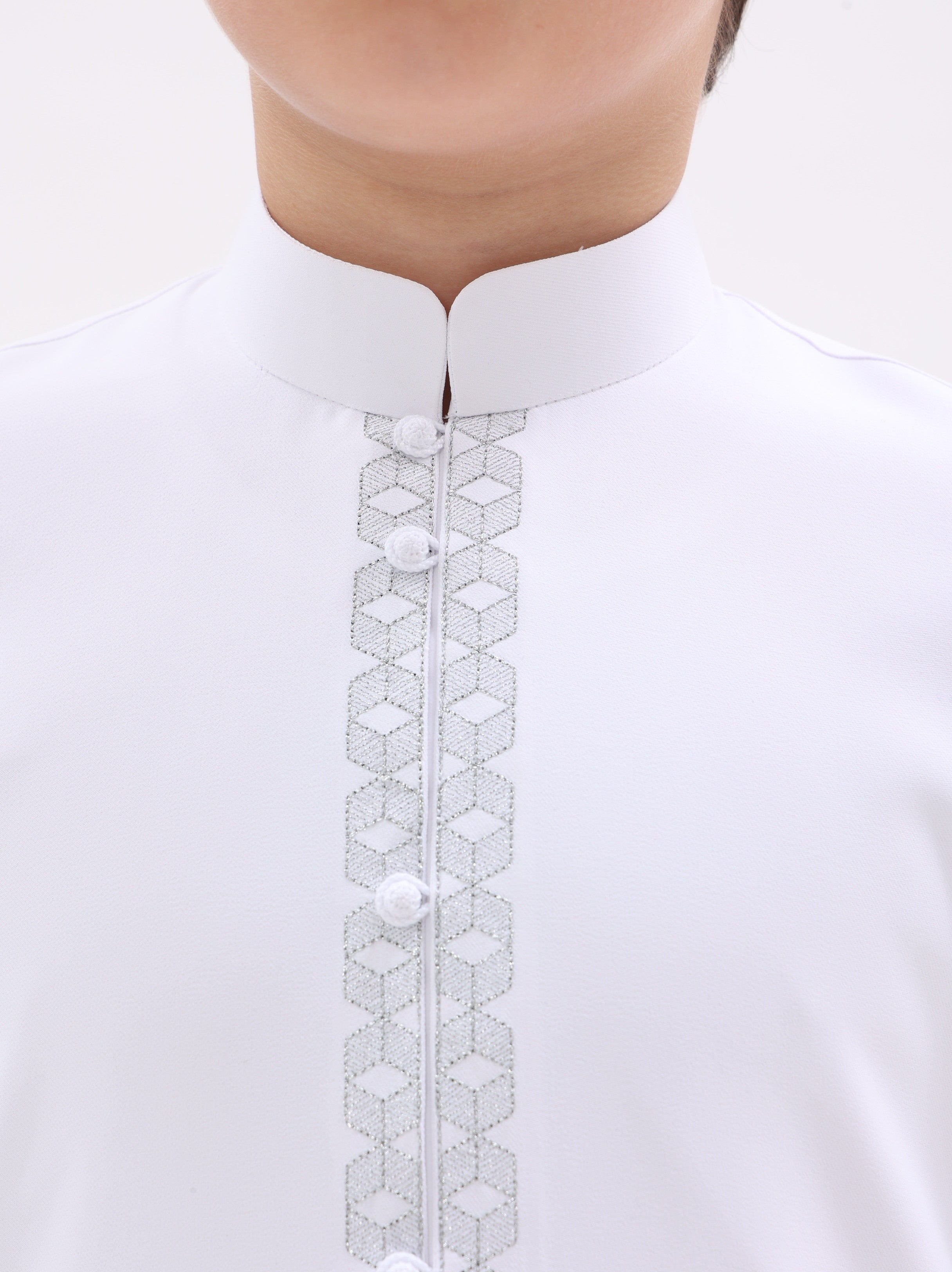 Kids Bahraini Style Kandura – White