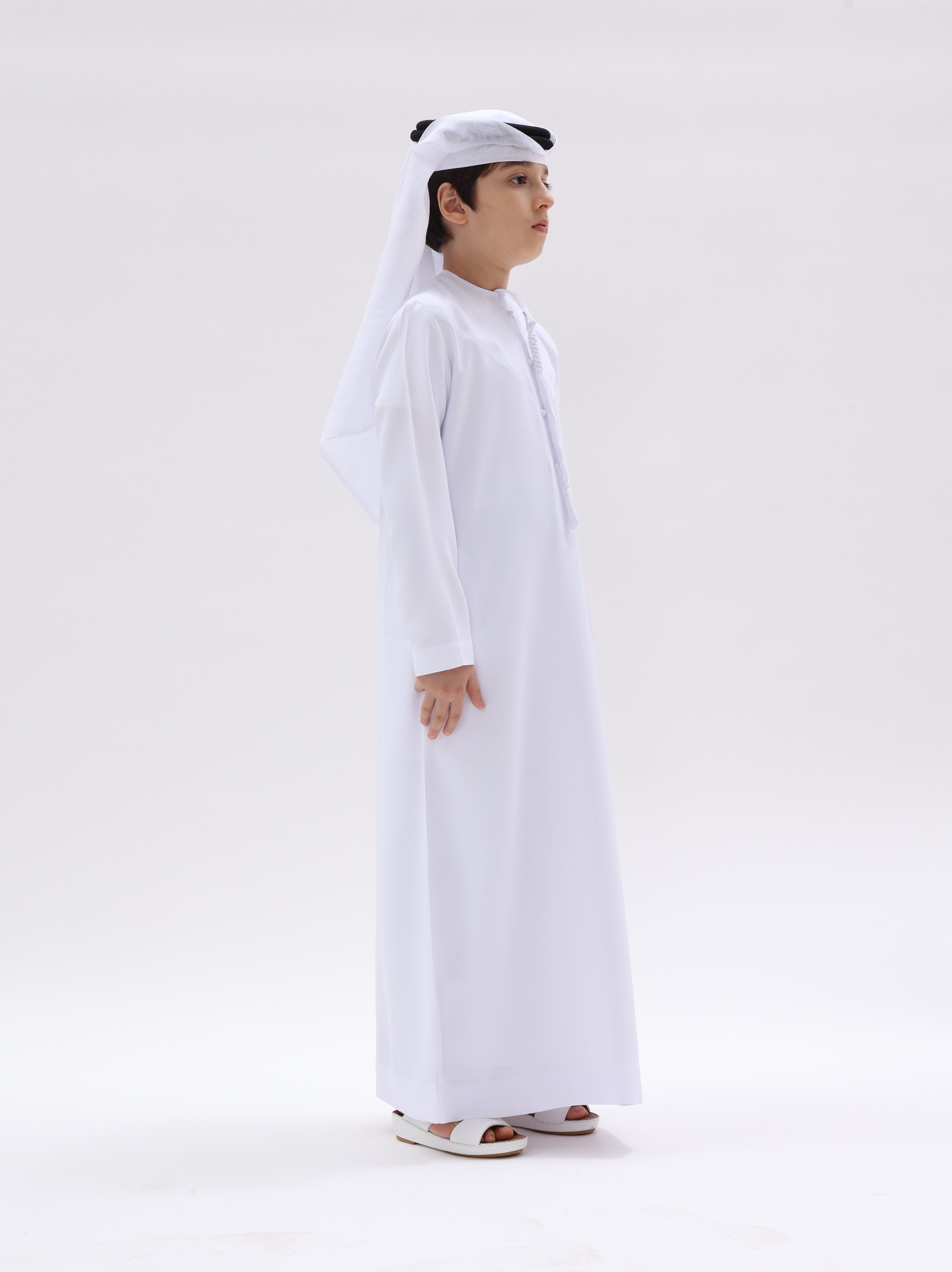 Kids Kuwaiti Style Kandura -  Classic White