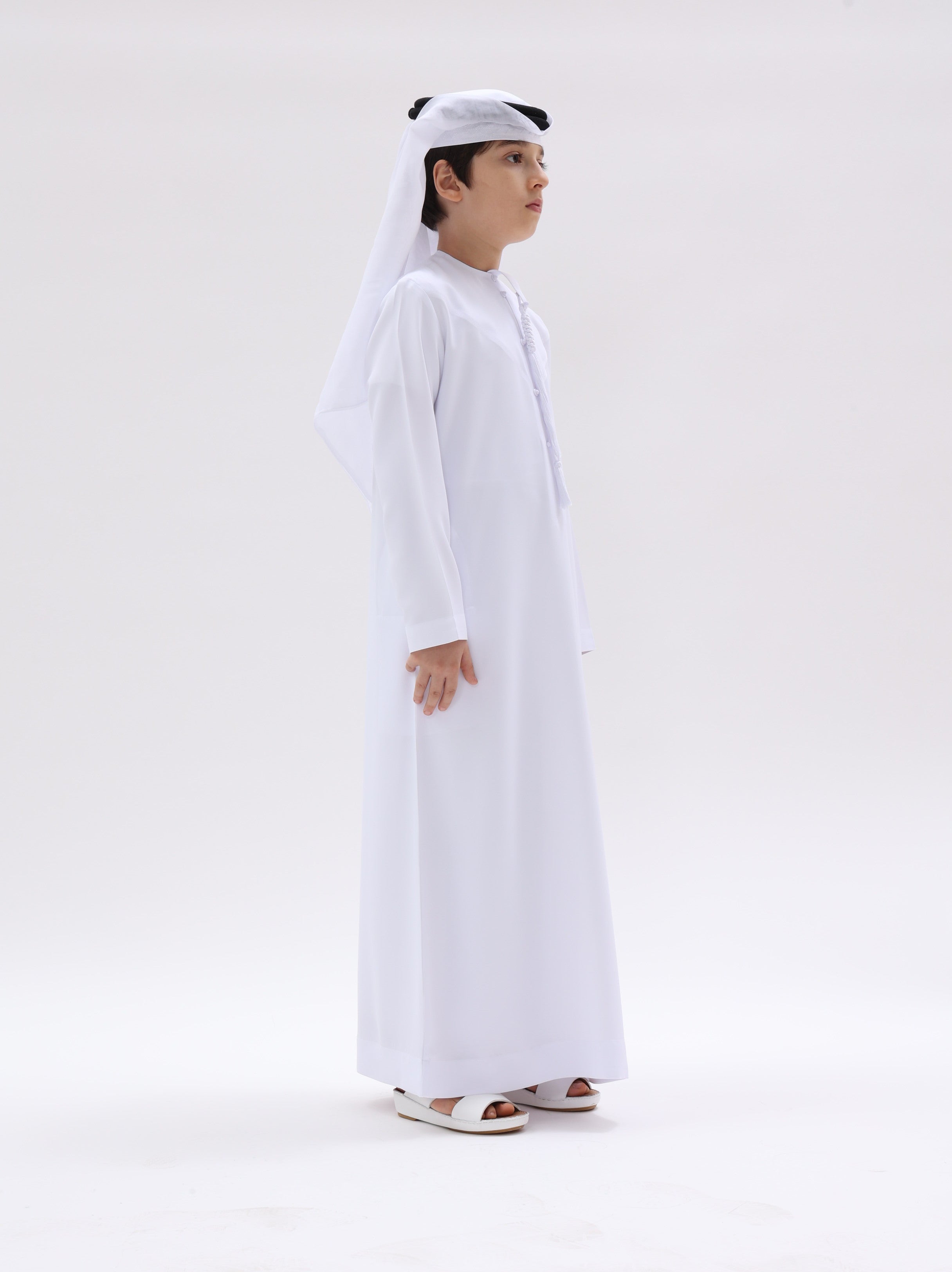 Kids Emirati Style Kandura – Classic White