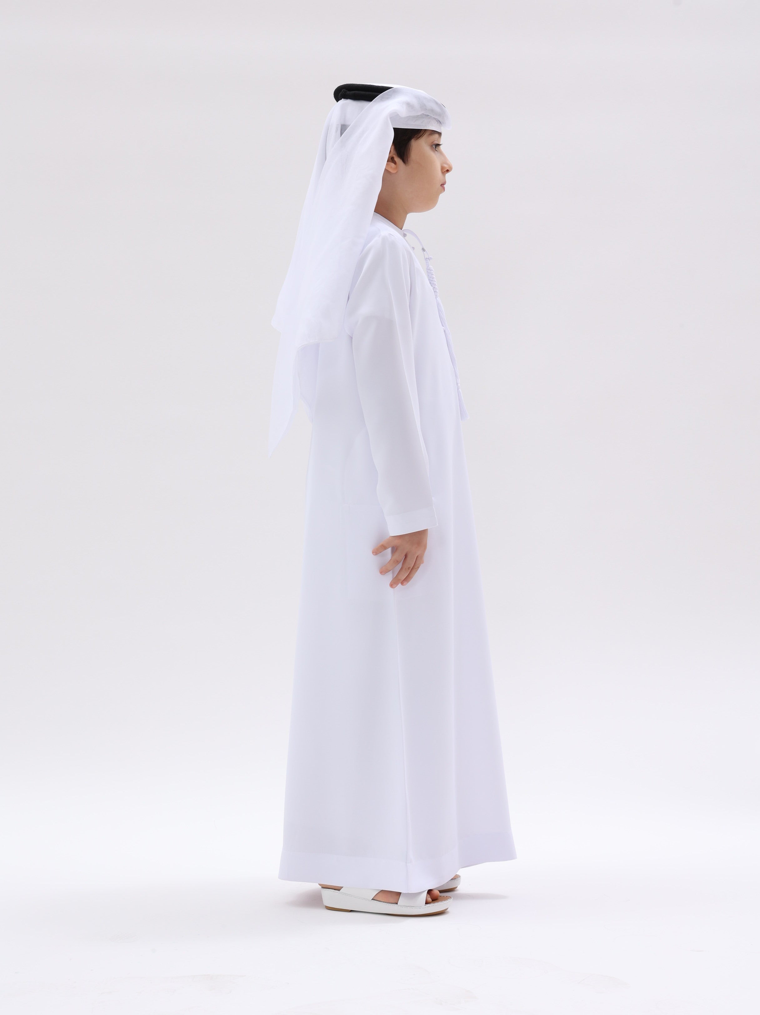 Kids Emirati Style Kandura – Classic White
