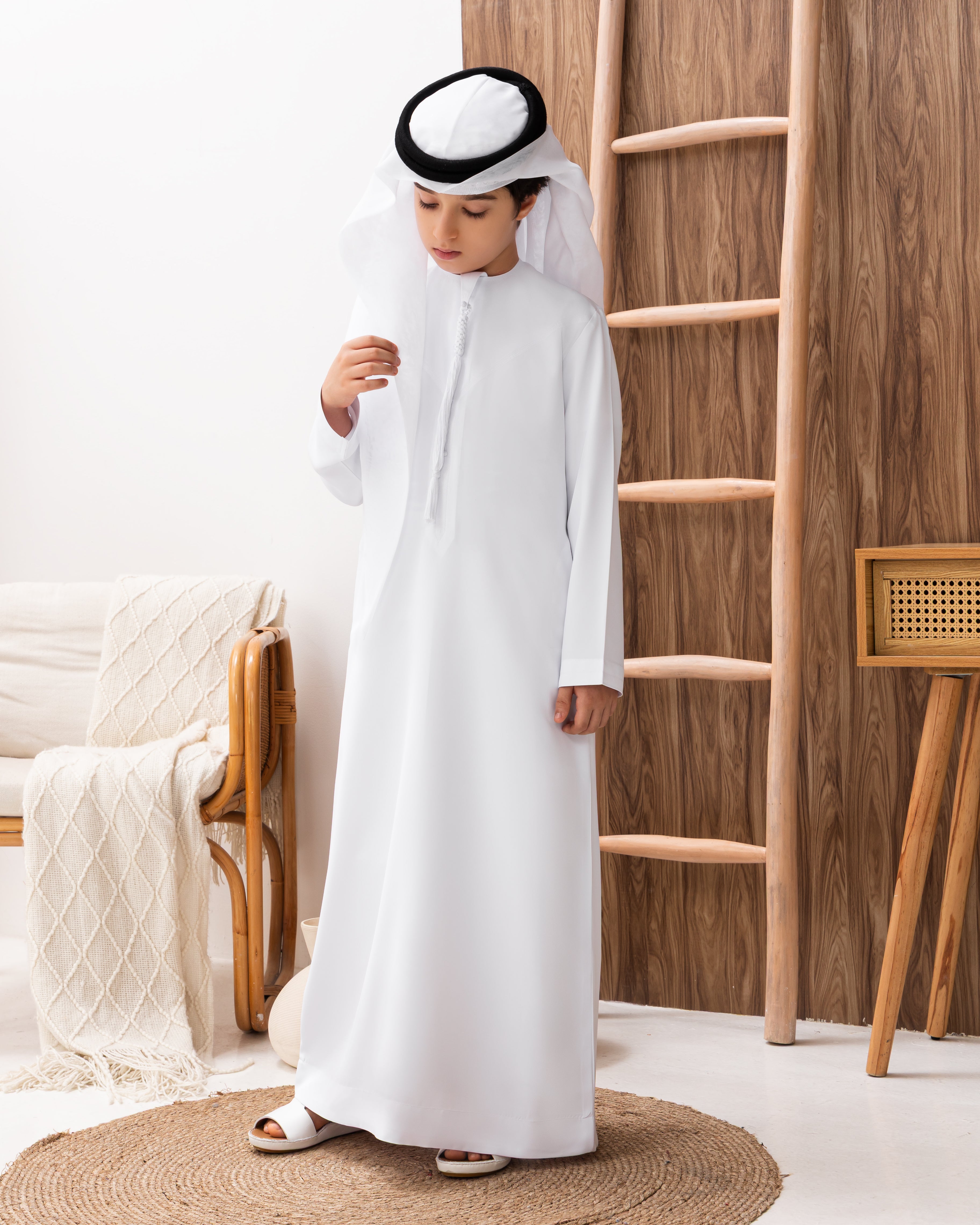 Kids Emirati Style Kandura – Classic White