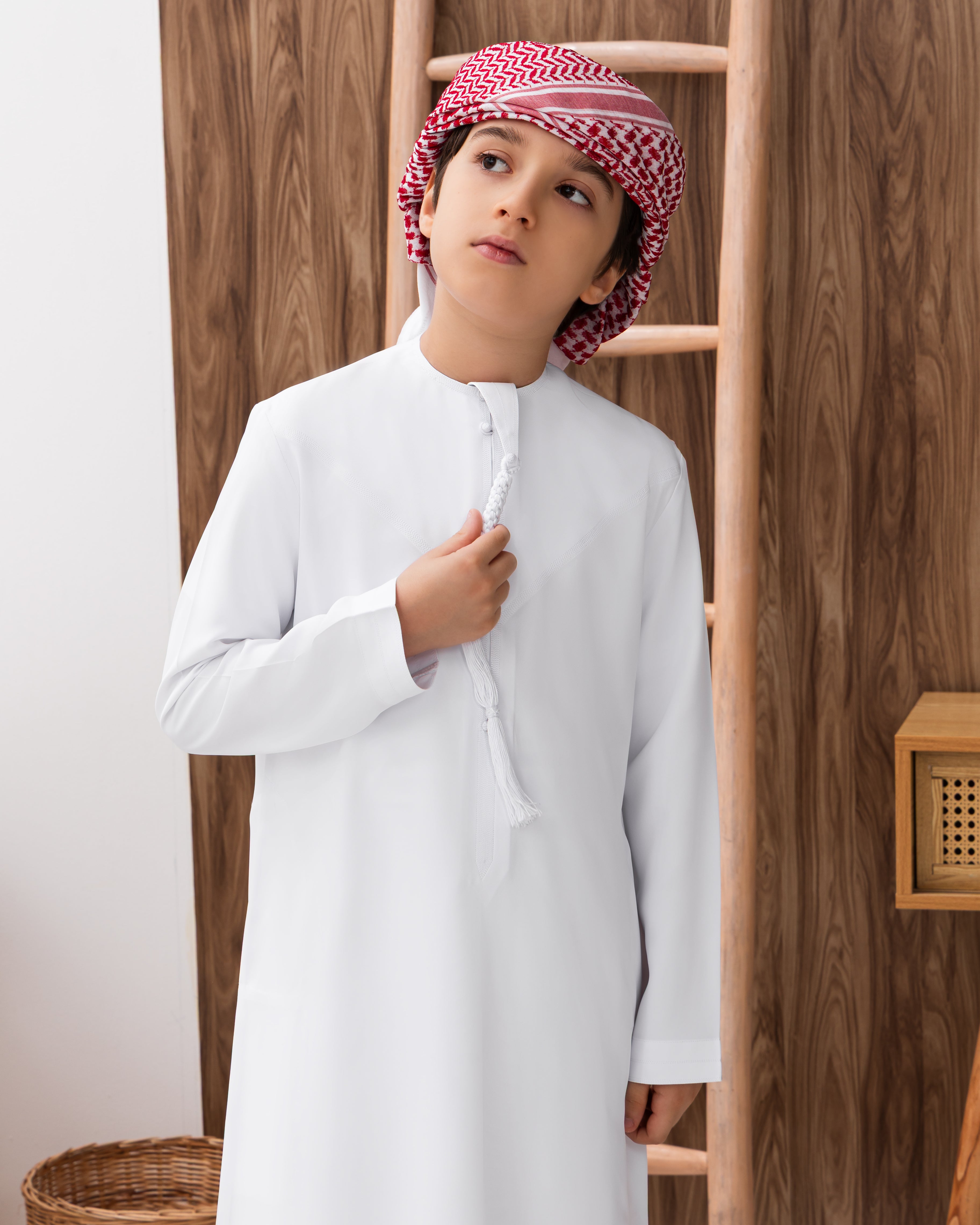 Kids Emirati Style Kandura – Classic White