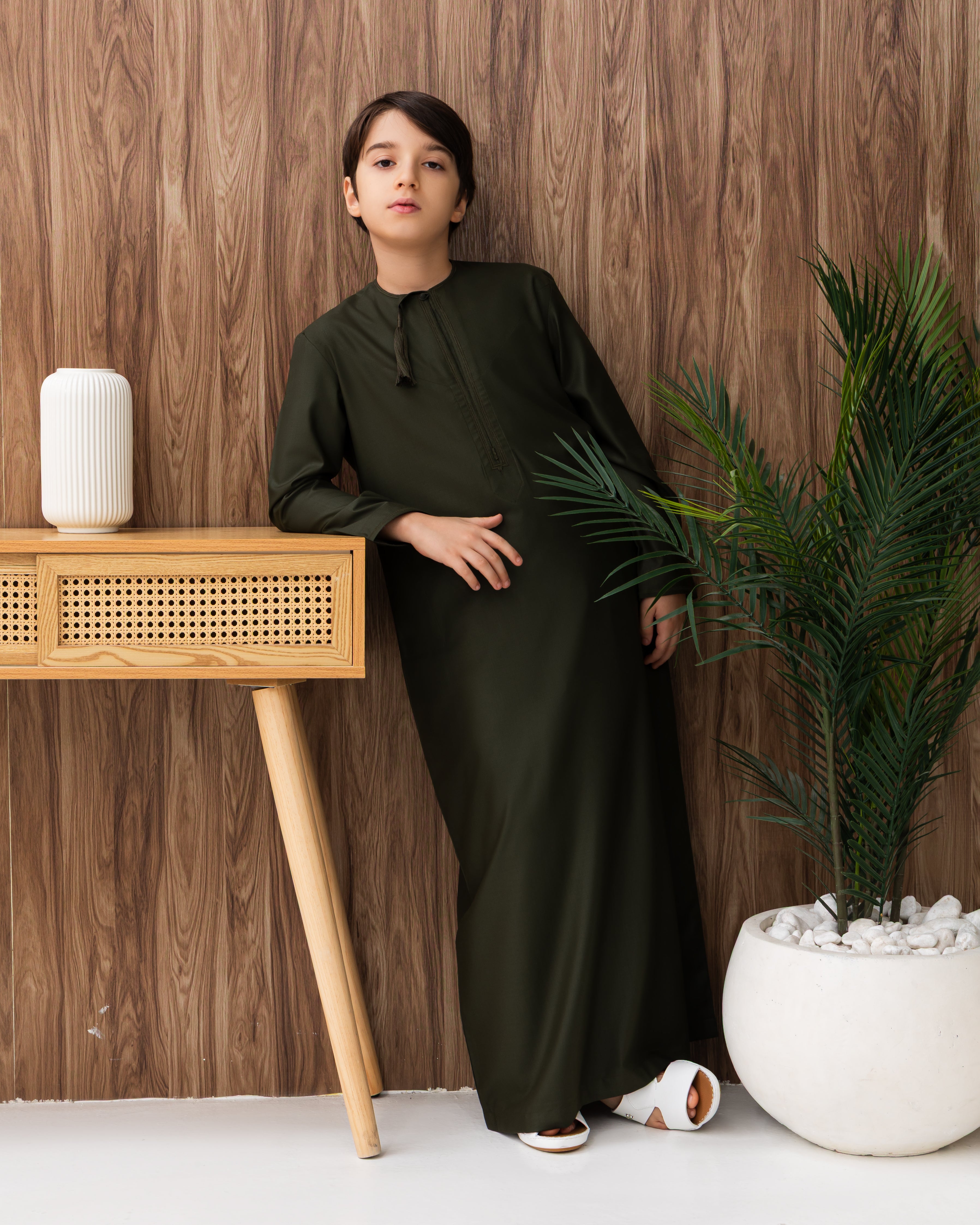 Omani Style Kids Kandura Green
