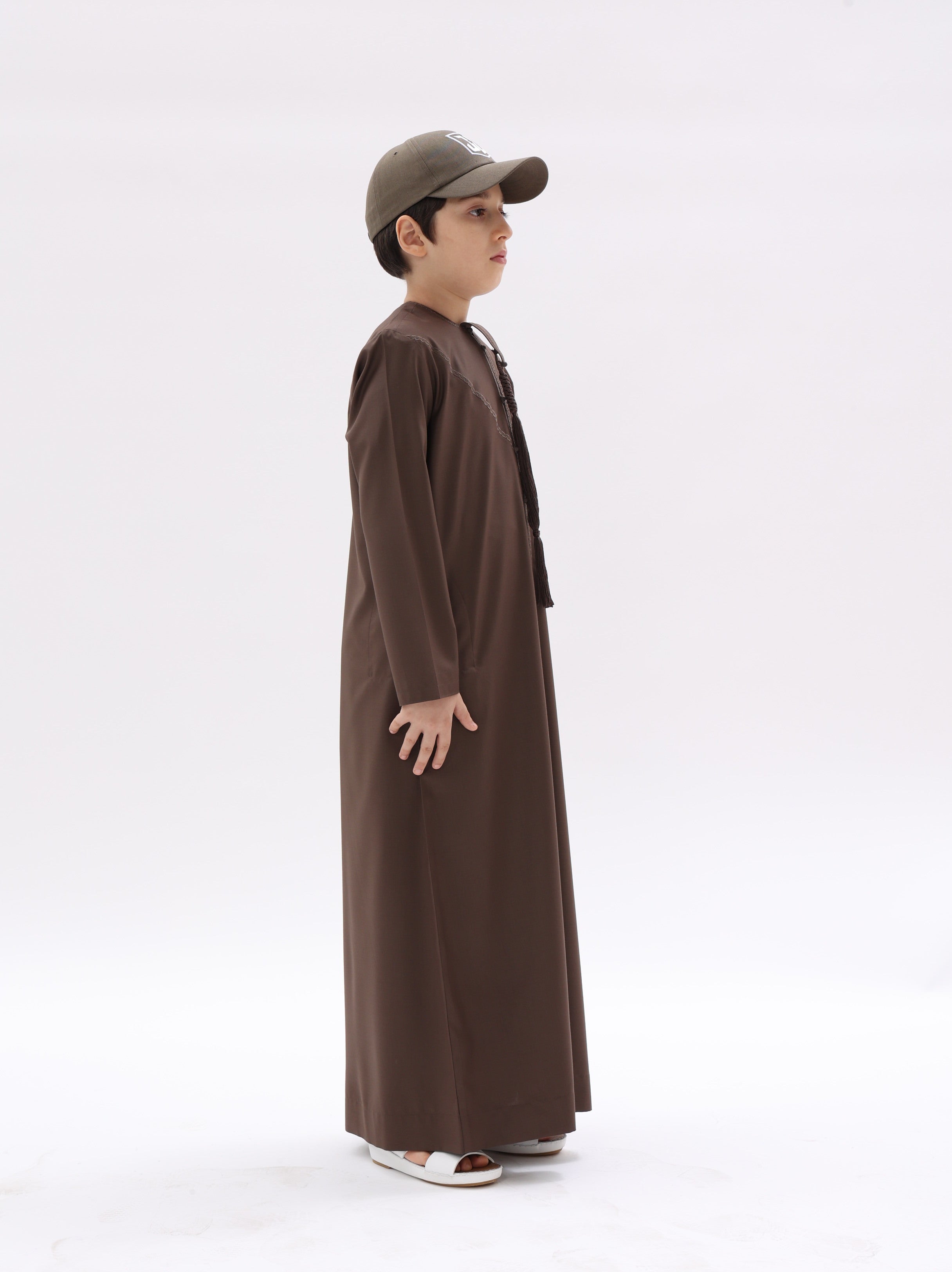 Kids Emirati Style Kandura – Dark Brown