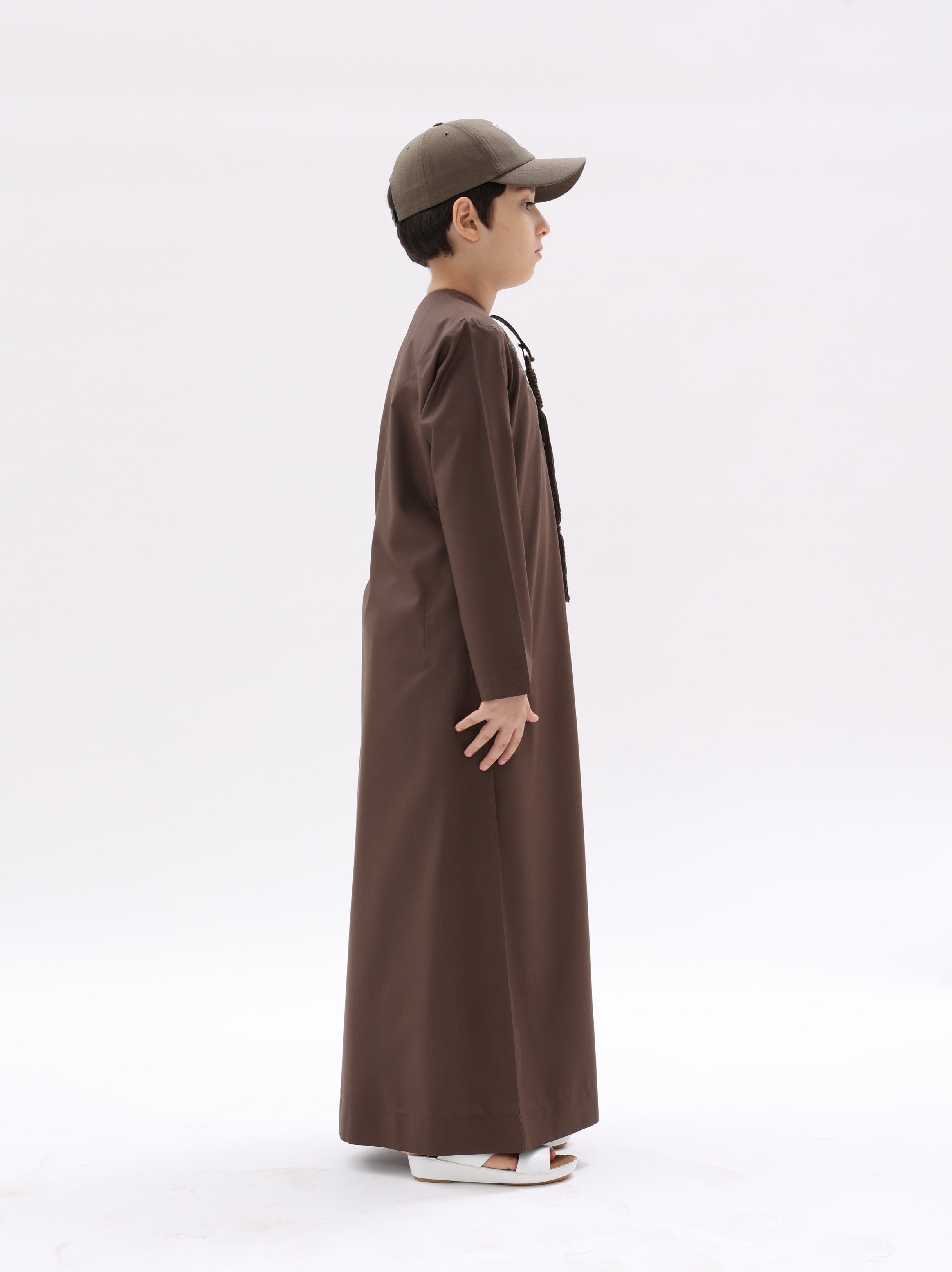 Kids Emirati Style Kandura – Dark Brown