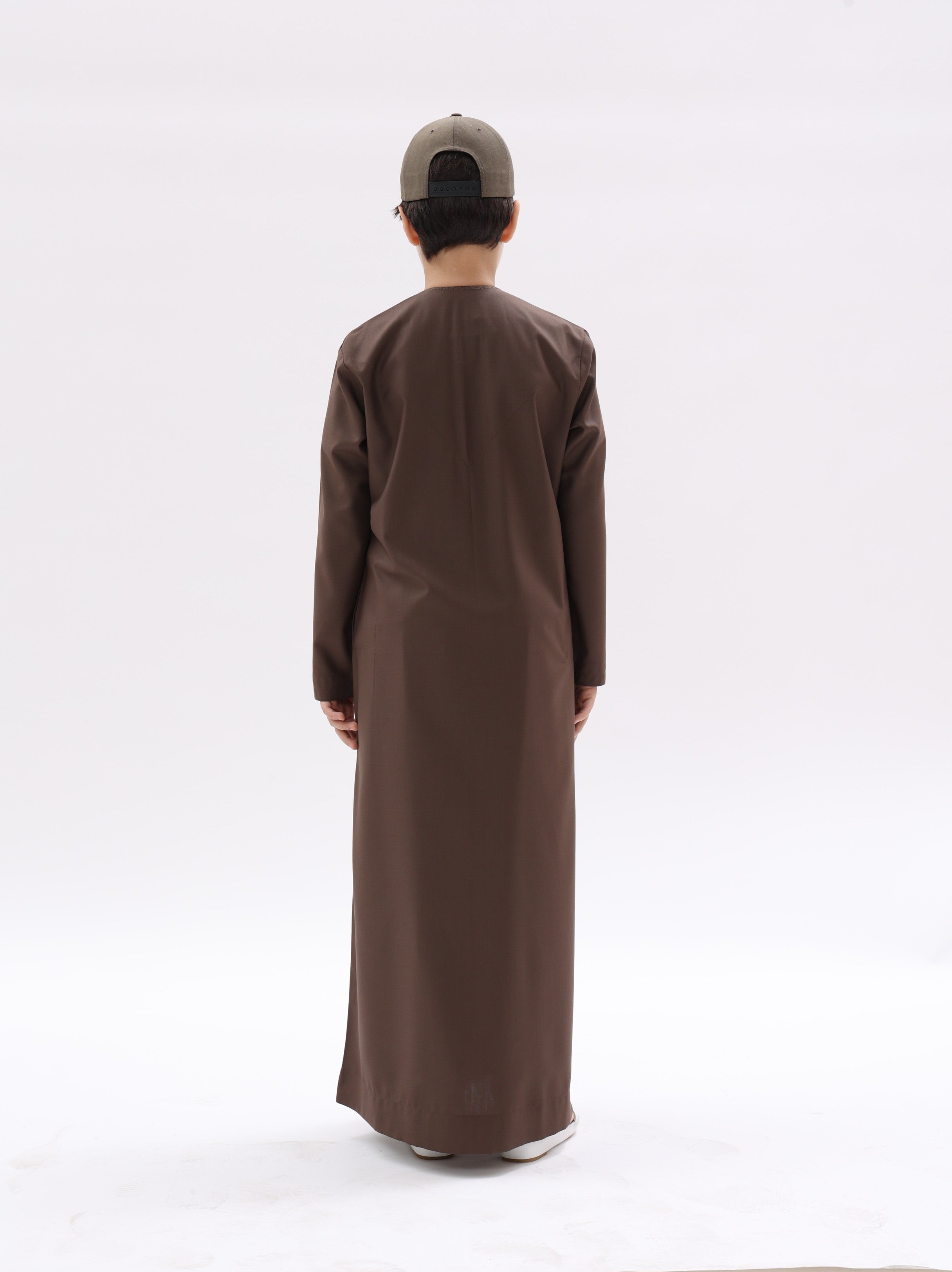 Kids Emirati Style Kandura – Dark Brown