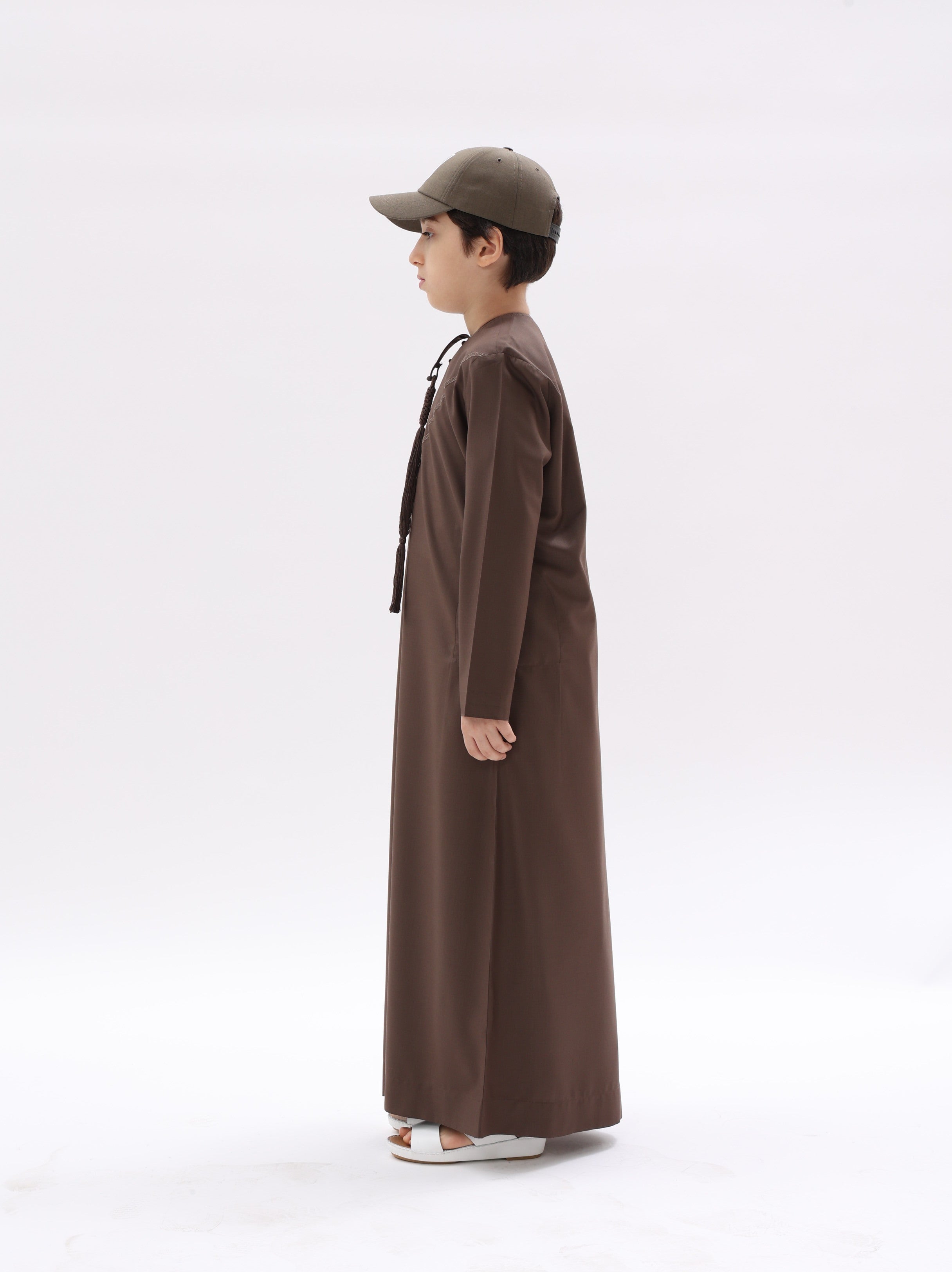 Kids Emirati Style Kandura – Dark Brown