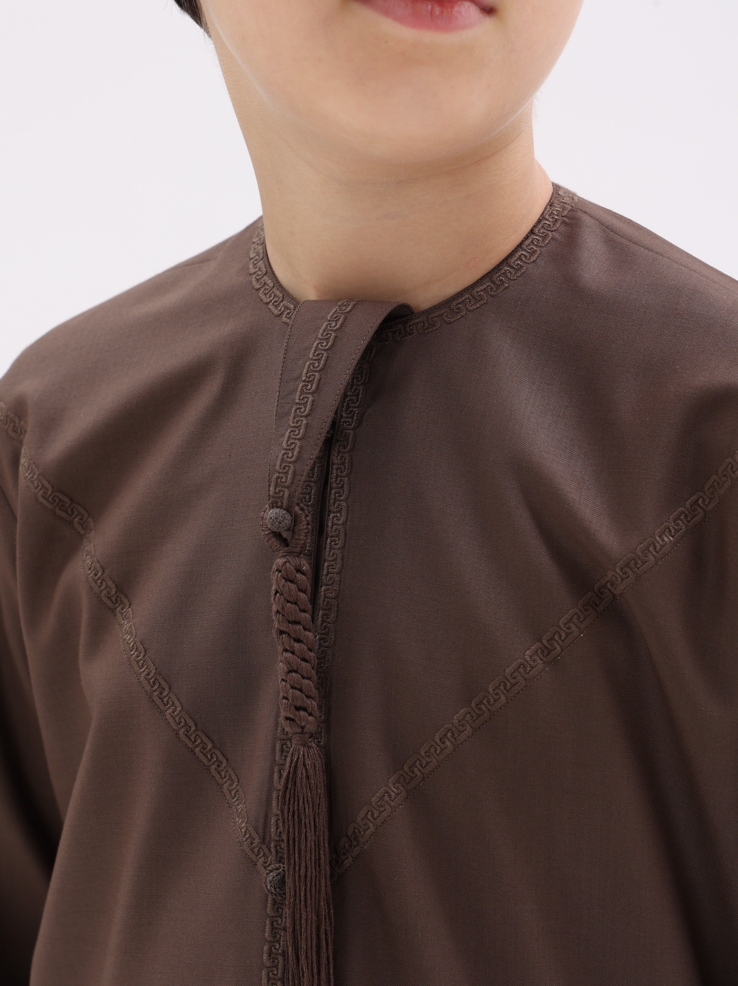 Kids Emirati Style Kandura – Dark Brown