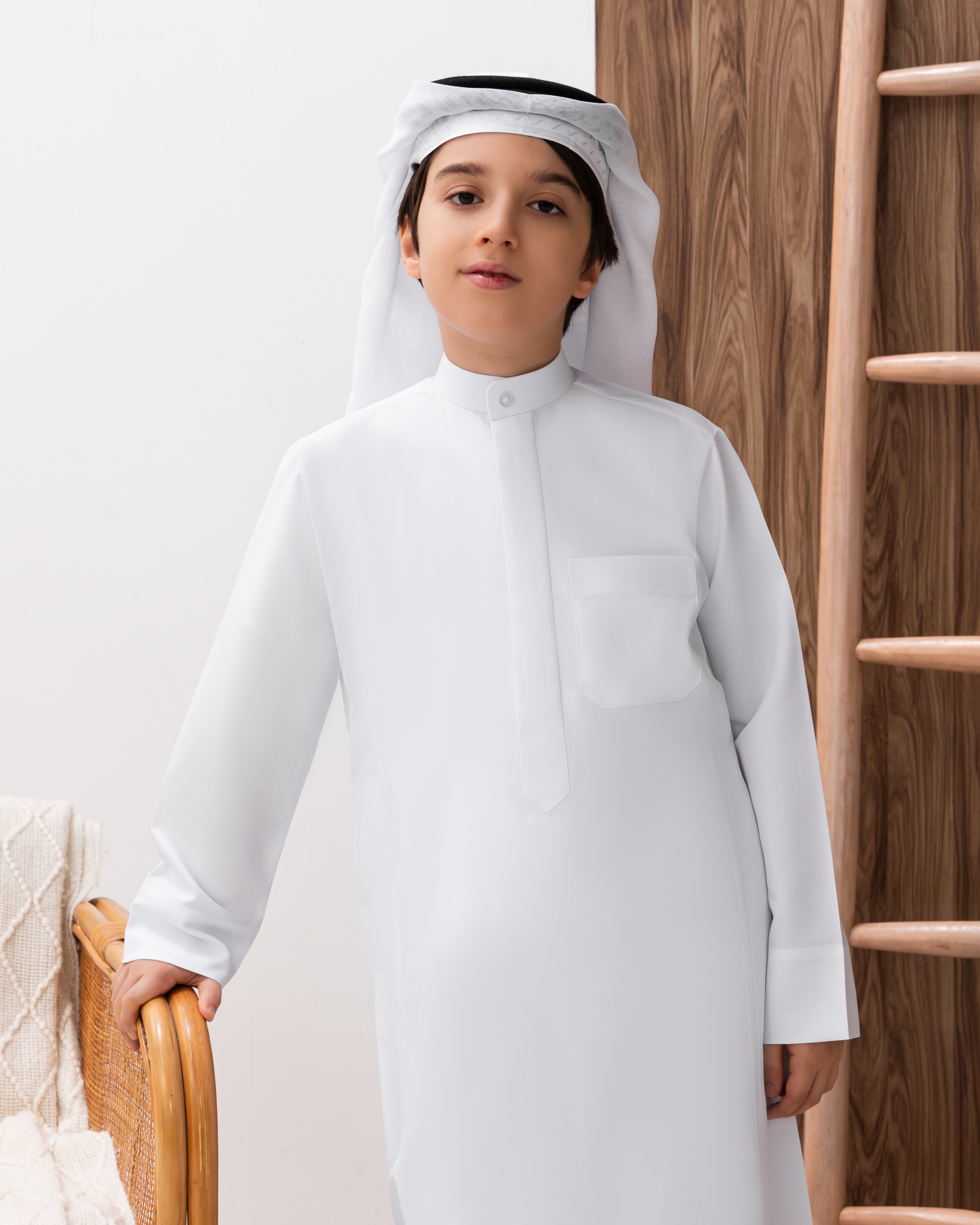 Kids Kuwaiti Style Kandura -  Classic White