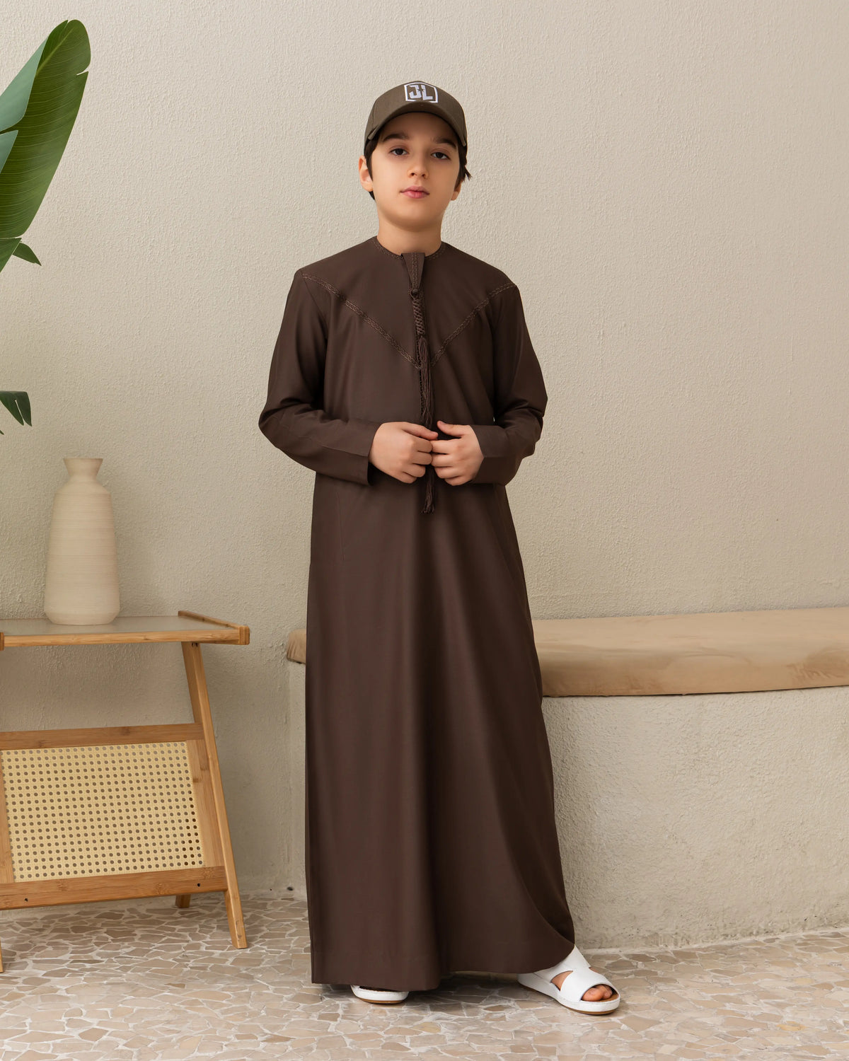 Kids Emirati Style Kandura - Dark Brown