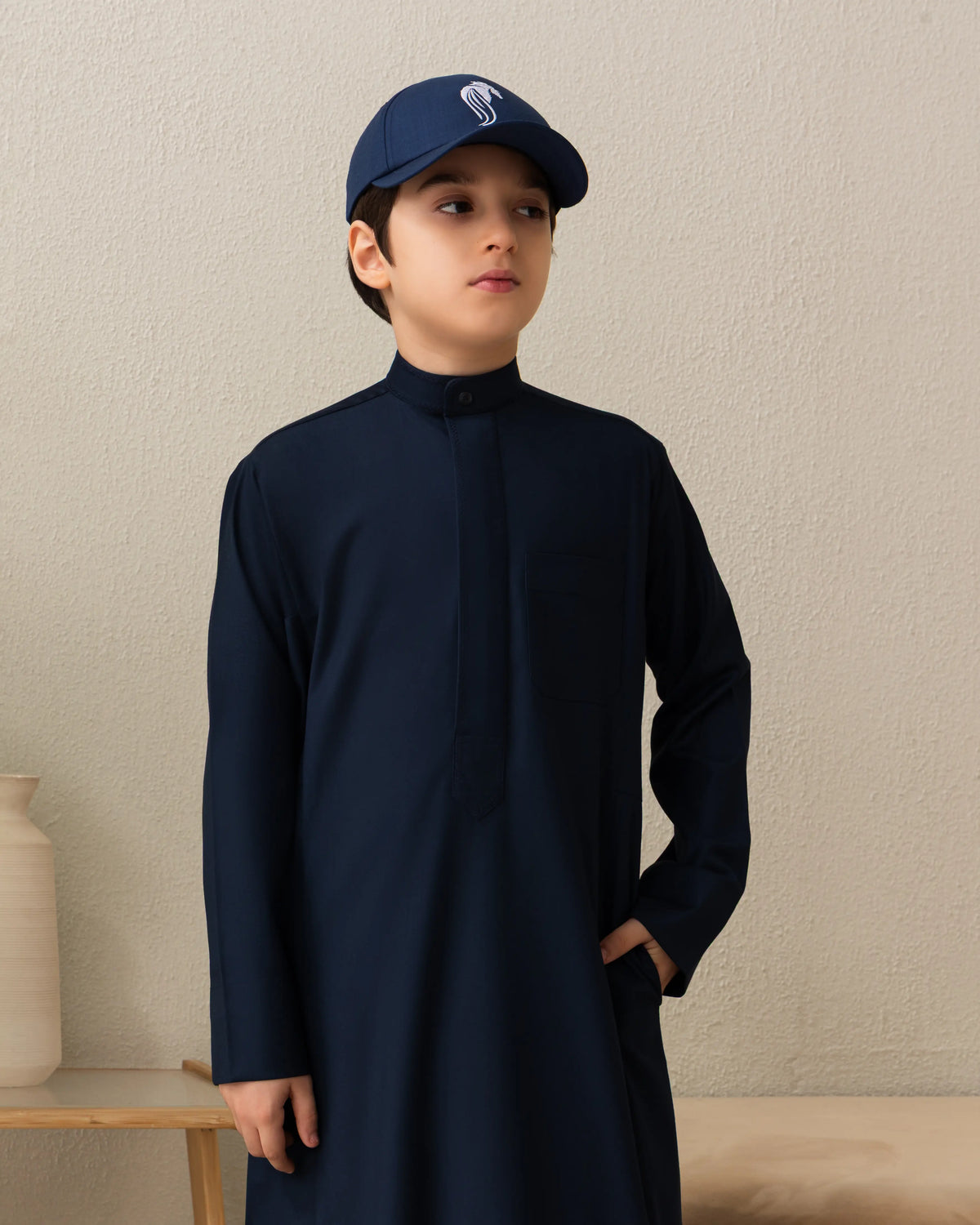 Kids Kuwaiti Style Kandura Navy Blue  