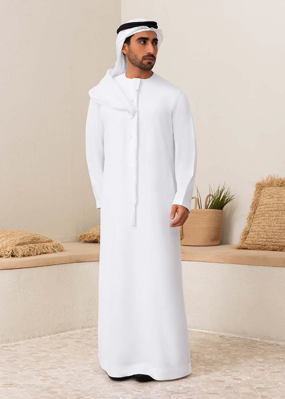 Mens Emirati Style Kandura – Pure White