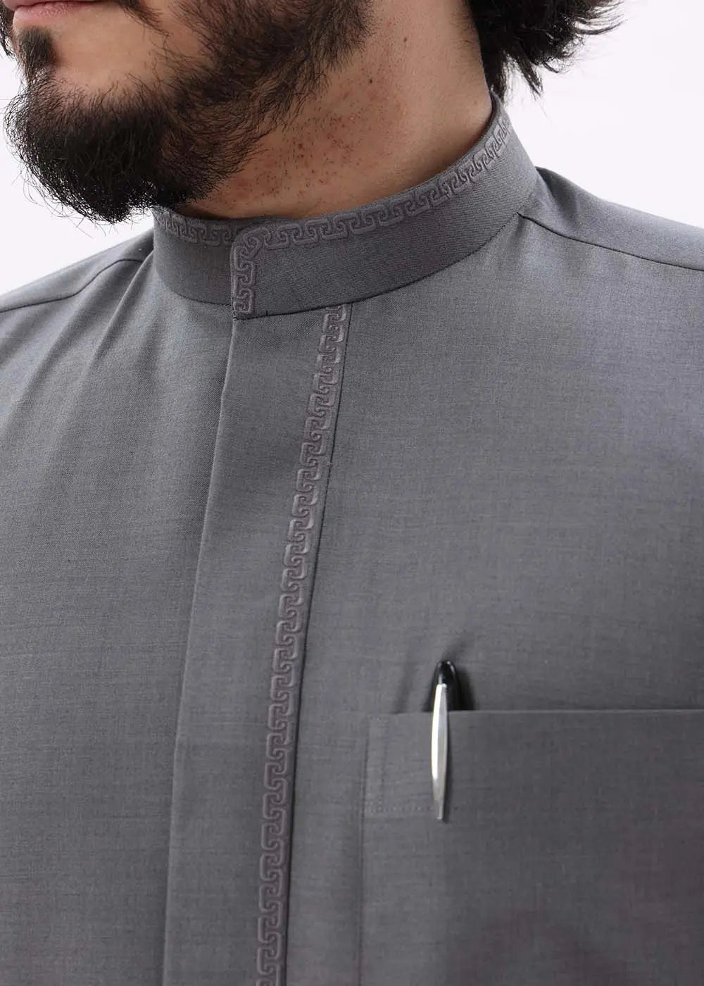 Mens Kuwaiti Style Kandura Gloss Dark Grey