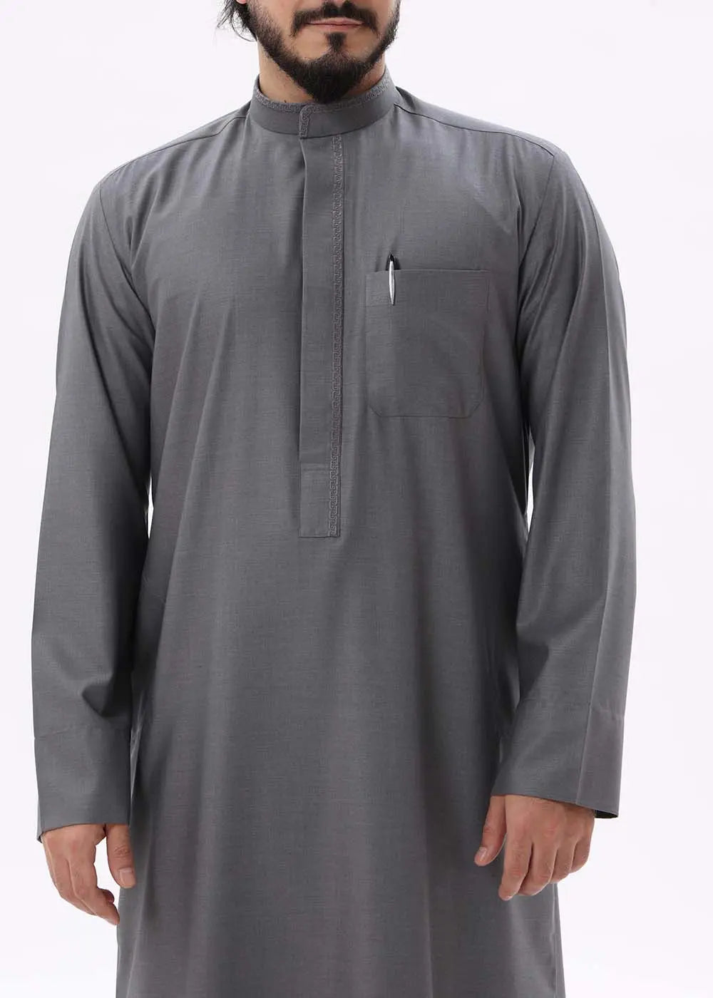 Mens Kuwaiti Style Kandura Gloss Dark Grey