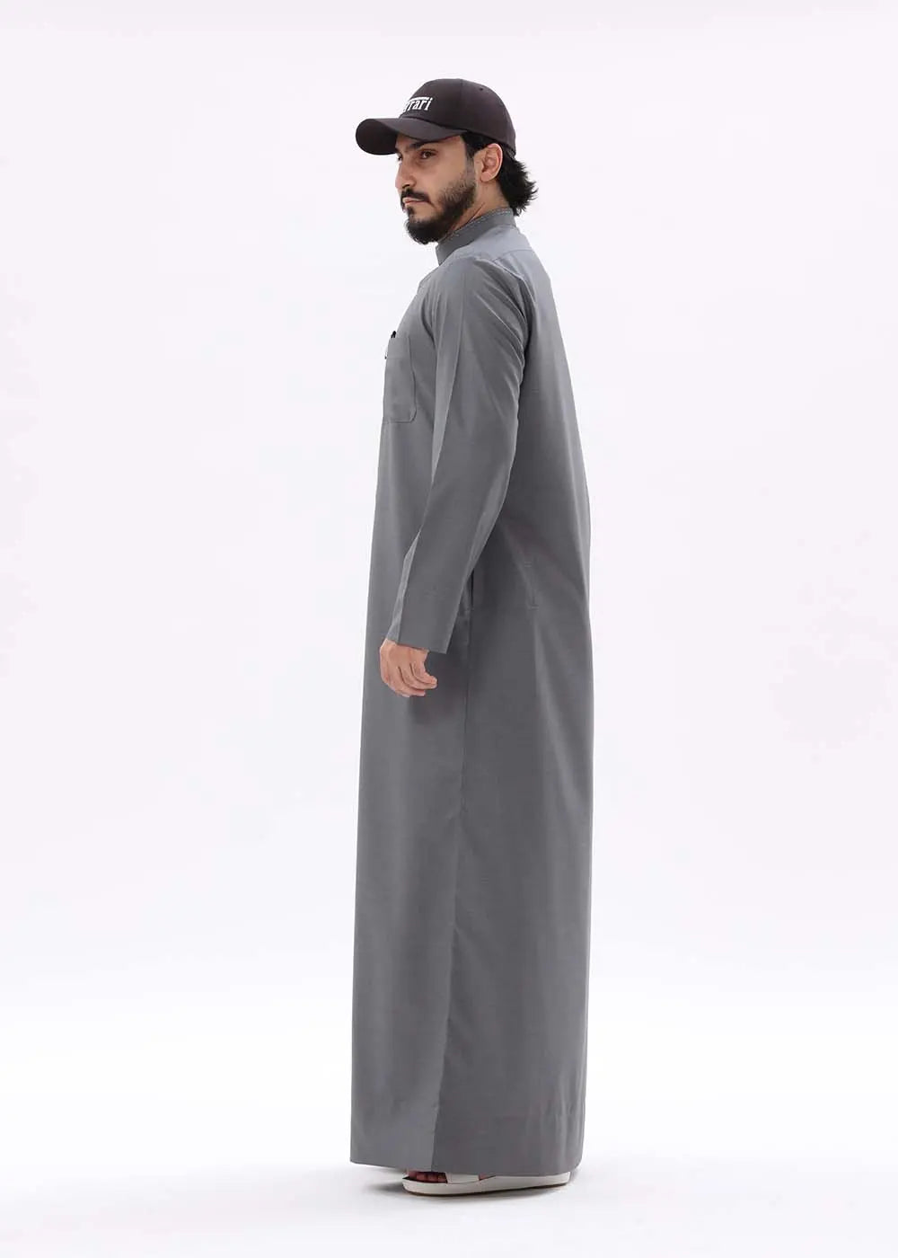 Mens Kuwaiti Style Kandura Gloss Dark Grey
