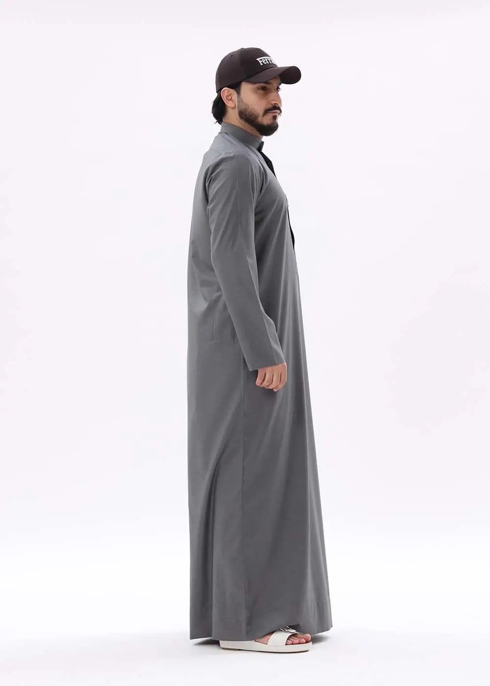 Mens Kuwaiti Style Kandura Gloss Dark Grey