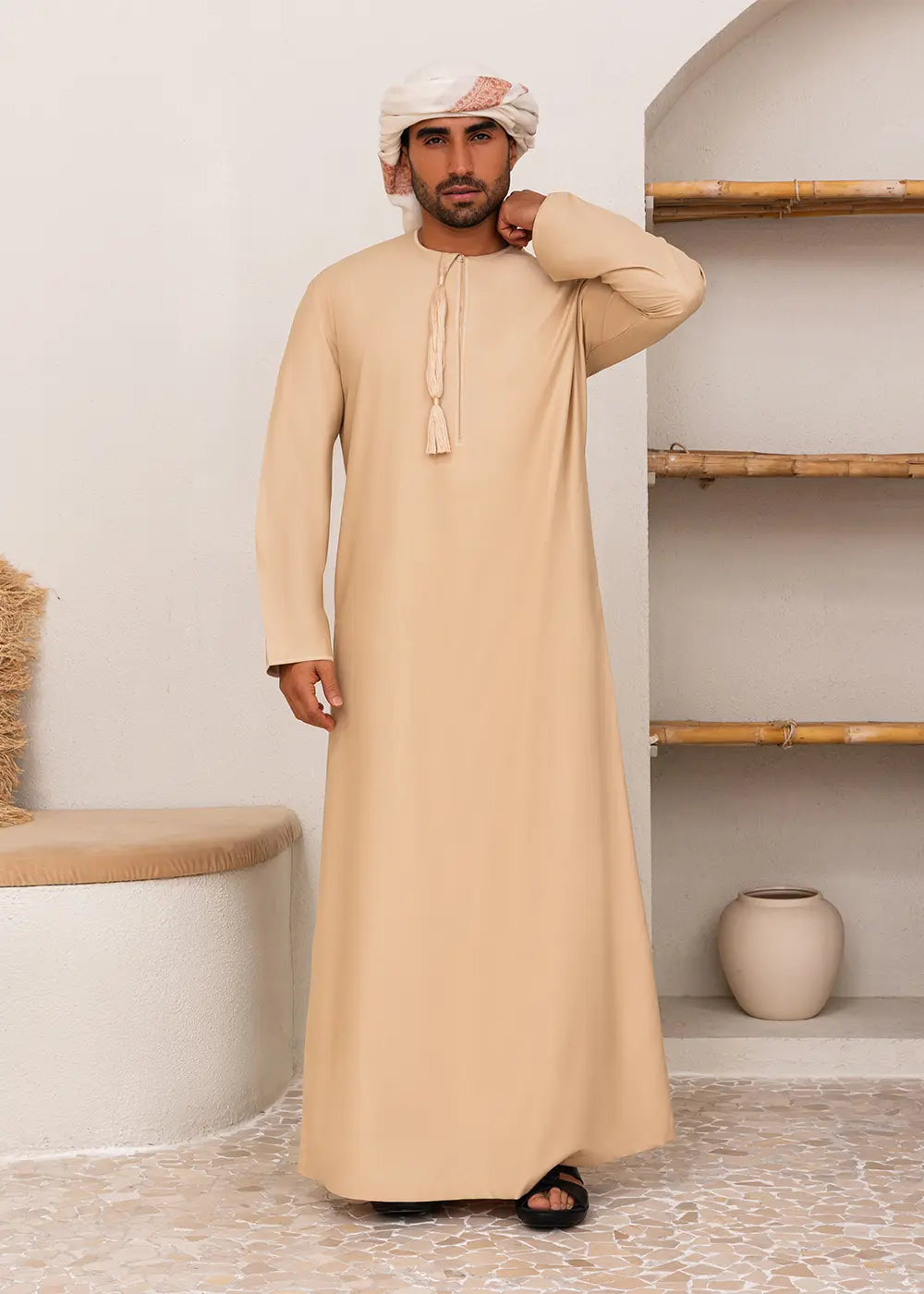 Mens Omani Style Kandura Sunset Cream