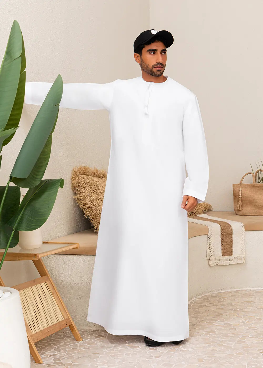 Mens Omani Style Kandura – White