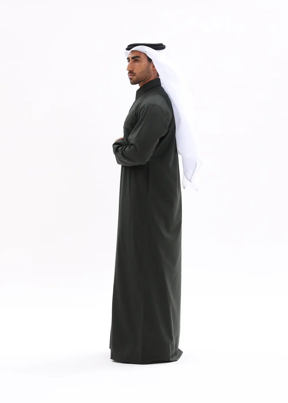 Mens Qatari Style Kandura – Dark Muted Green