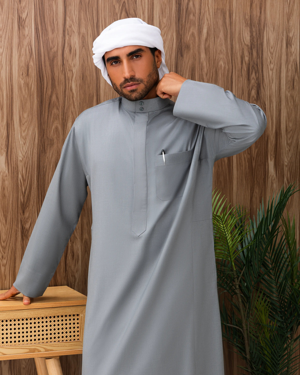 Mens Saudi Style Kandura - Grey 