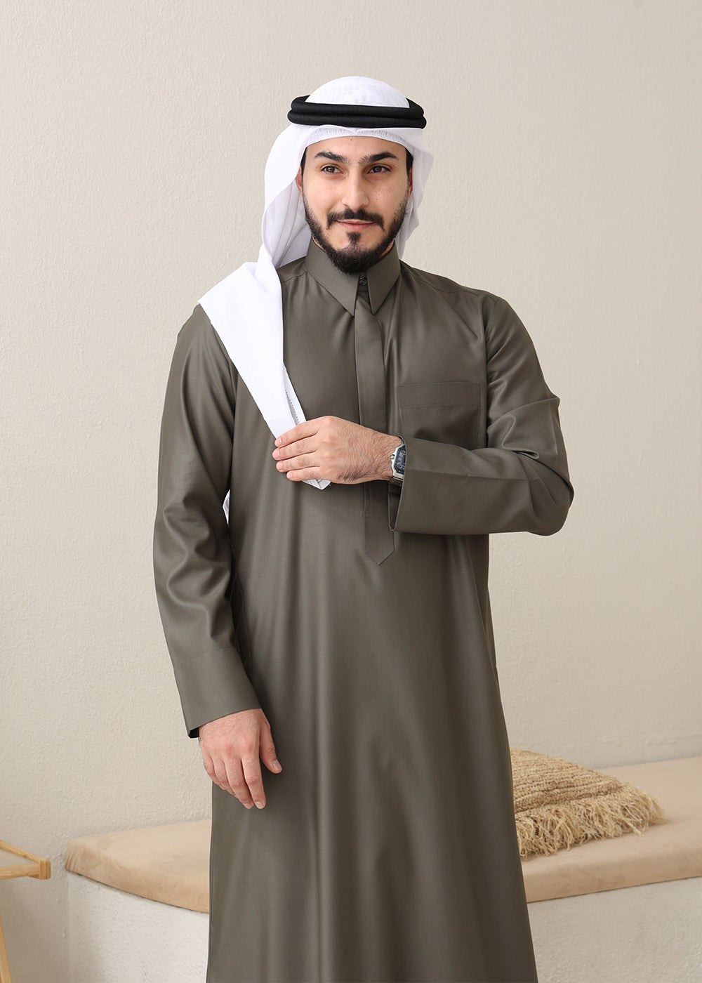 Qatari Style Kandura – Moss Green Shade